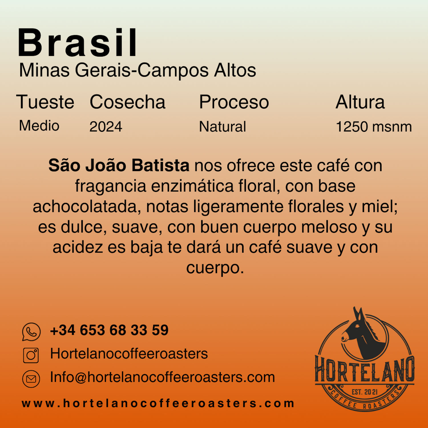 Brasil Yellow Bourbon – São João Batista, Campos Altos (Natural & Dulce)